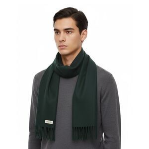 Lanvin Soft Luxurious Cashmere and Wool Green Fringe Scarf